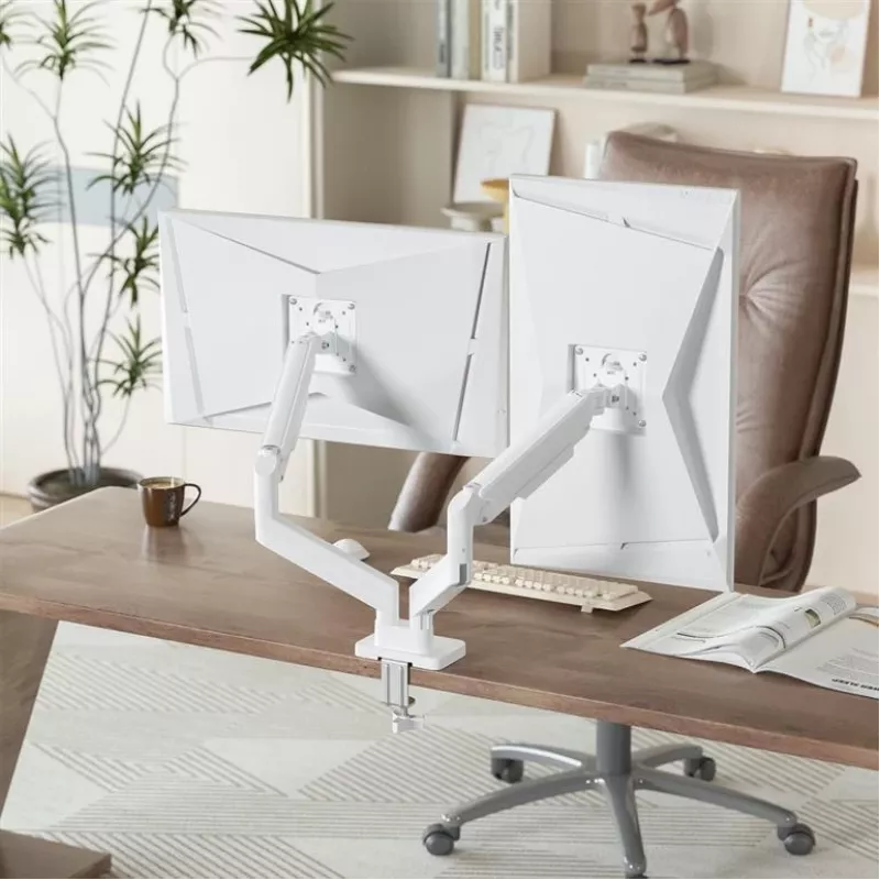 Monitor mount GEMBIRD MA-DA2-06-W for 17–32 inch screens, desk clamp/rail mounting, white