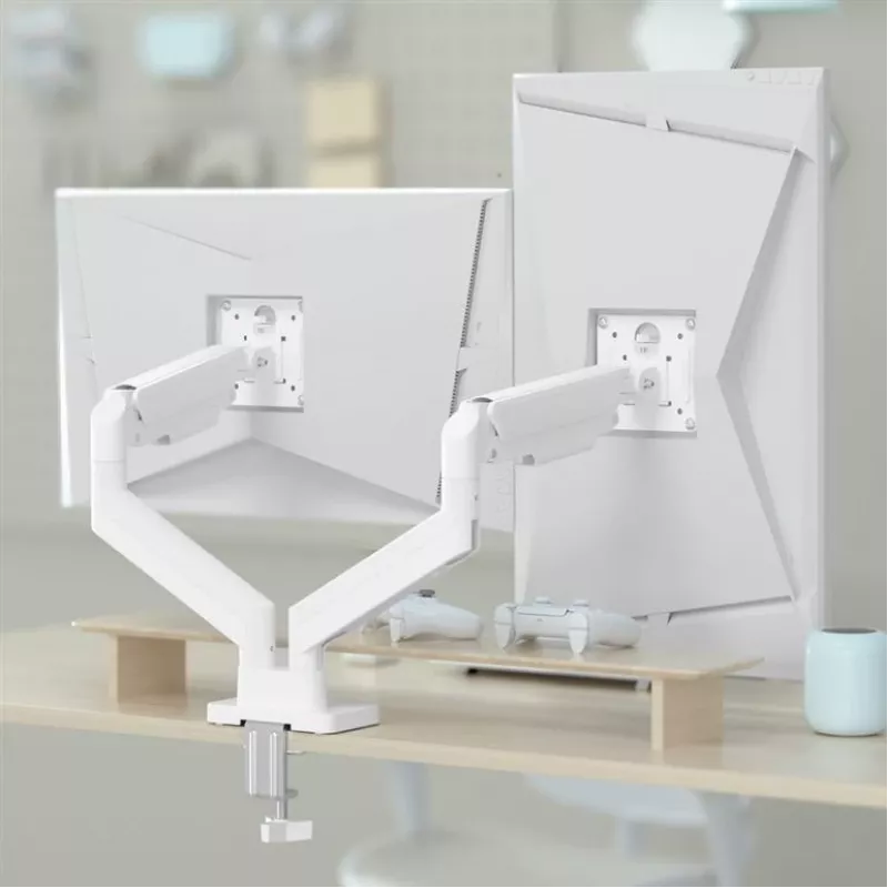 Monitor mount GEMBIRD MA-DA2-06-W for 17–32 inch screens, desk clamp/rail mounting, white