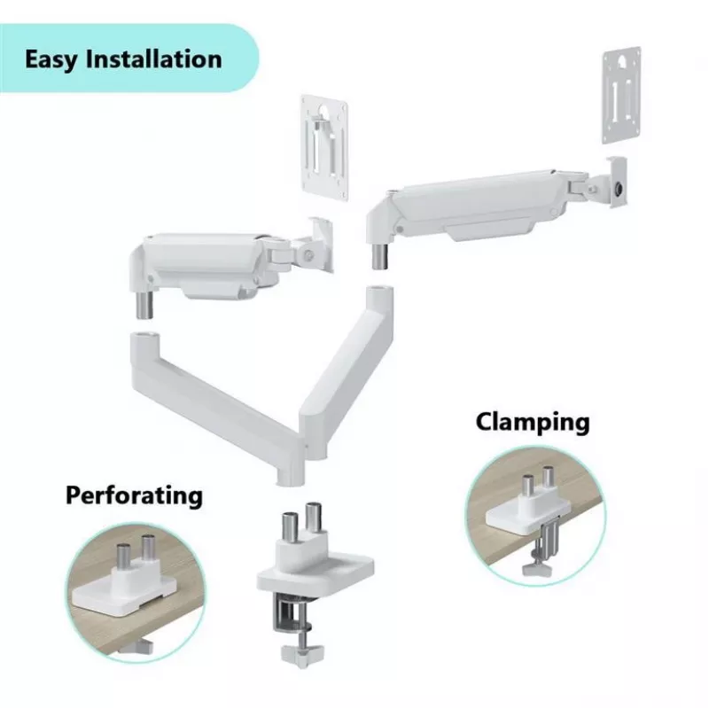 Monitor mount GEMBIRD MA-DA2-06-W for 17–32 inch screens, desk clamp/rail mounting, white