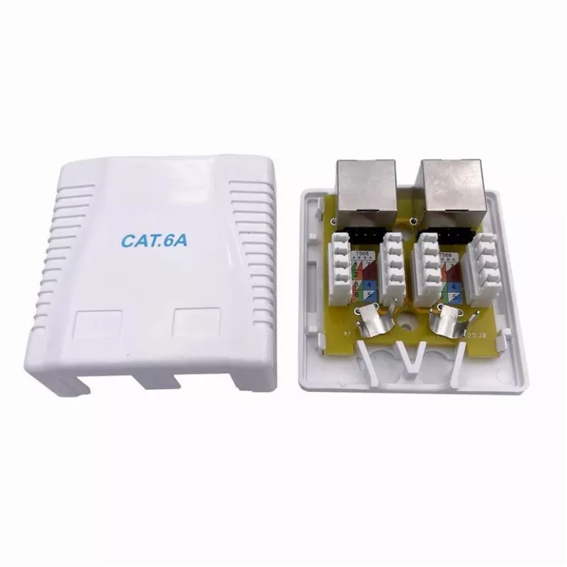 Wall-Mounted Shielded Network Outlet GEMBIRD Gniazdo natynkowe 2×RJ45 Cat6A FTP