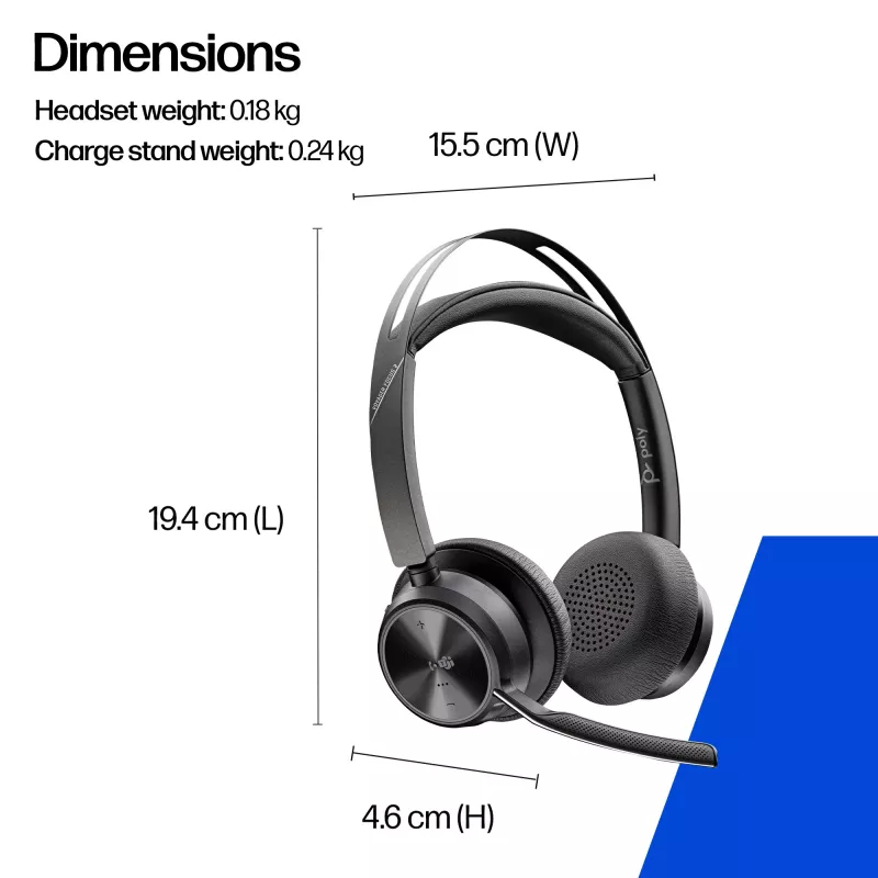HP Poly Voyager Focus 2-M USB-C-C Headset USB-C/A Adapter Poly+ 3years