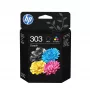 HP 303 2-pack Black/Tri-color Original Ink Cartridges, Standard Yield, Black, Cyan, Magenta, Yellow, Pigment-based ink, Dye-based ink, 4 ml, 4 ml