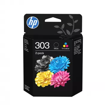 HP 303 2-pack Black/Tri-color Original Ink Cartridges, Standard Yield, Black, Cyan, Magenta, Yellow, Pigment-based ink, Dye-based ink, 4 ml, 4 ml