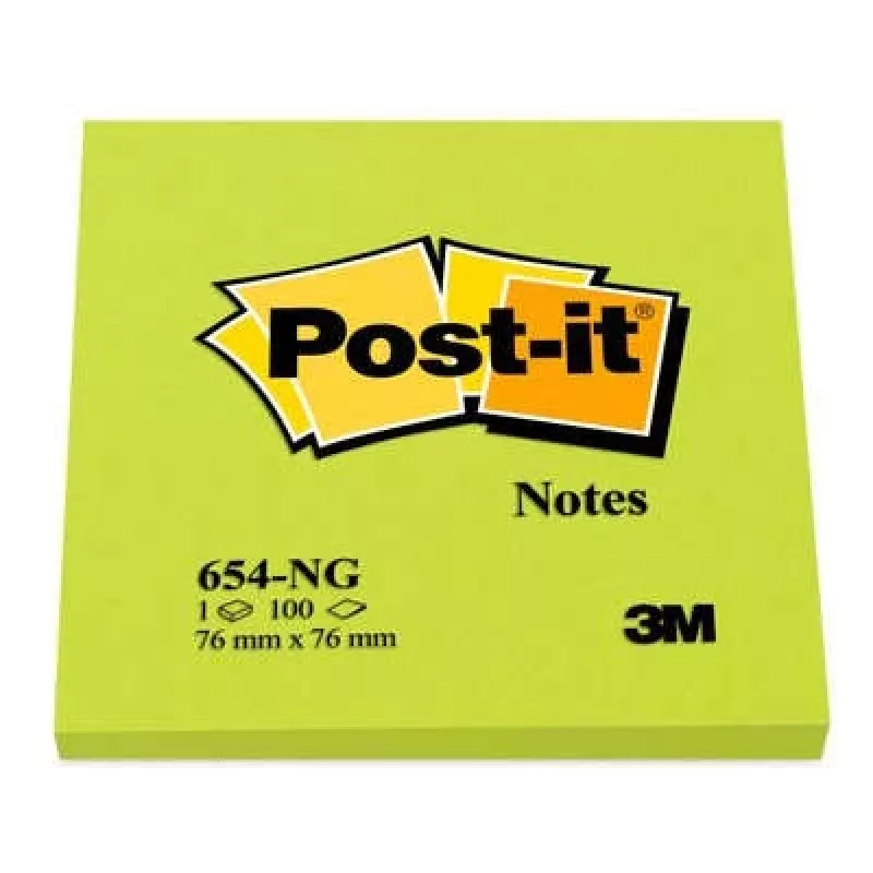 3M 654-NG note paper Square Green 100 sheets Self-adhesive