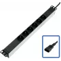 19in Power Strip 6-Way CEE7, Connection Cable 2.35m, Black - for Connecting Devices with Standard Earthed Plug to UPS (808892)