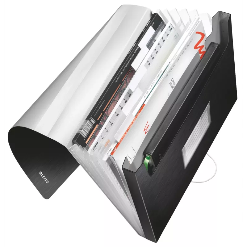 Leitz Expanding Concertina File Style PP, A4, Polypropylene (PP), Black, 250 sheets, 80 g/m², 6 pockets