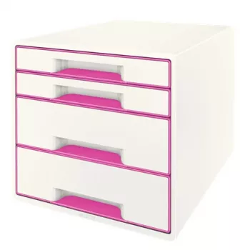 Leitz Drawer Cabinet WOW Cube 4-drawer, 4 drawer(s), Plastic, Pink, White, 1 pc(s), 287 mm, 270 mm