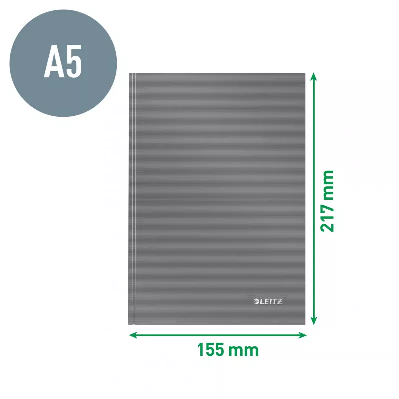 Leitz Notebook Solid Hardcover A5 Ruled 90 gram 80 sheets, Monochromatic, Black, A5, 80 sheets, Glossy, 80 g/m²