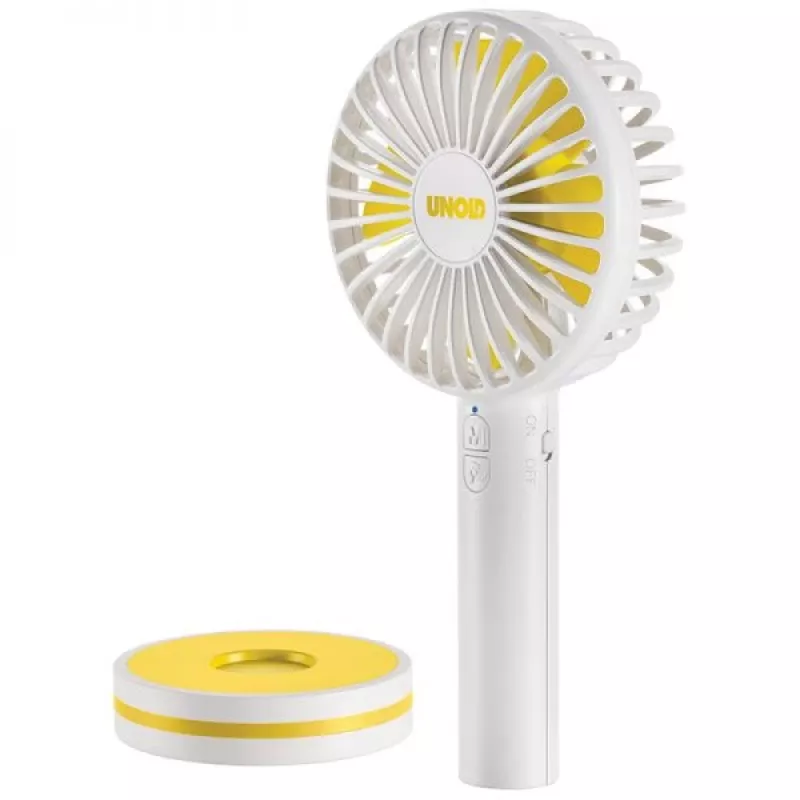 Unold Breezy 86610 handheld fan, white/yellow