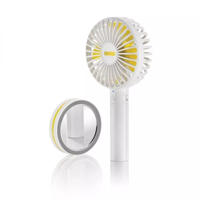 Unold Breezy 86610 handheld fan, white/yellow