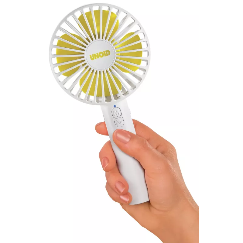 Unold Breezy 86610 handheld fan, white/yellow