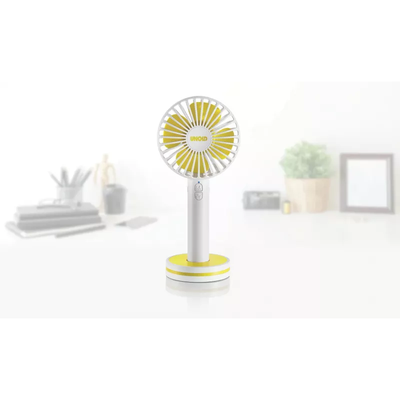 Unold Breezy 86610 handheld fan, white/yellow