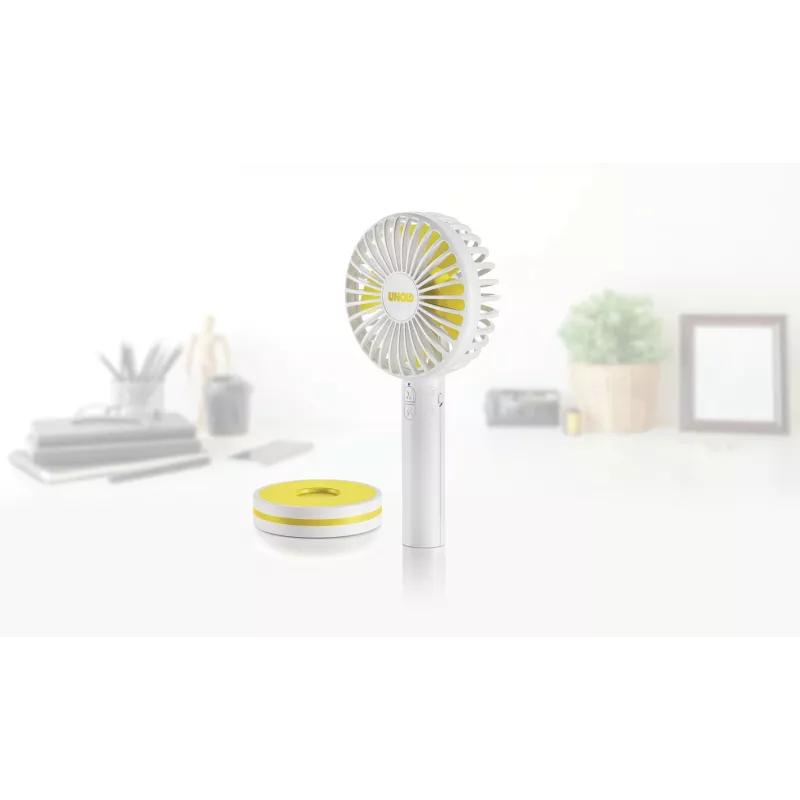 Unold Breezy 86610 handheld fan, white/yellow