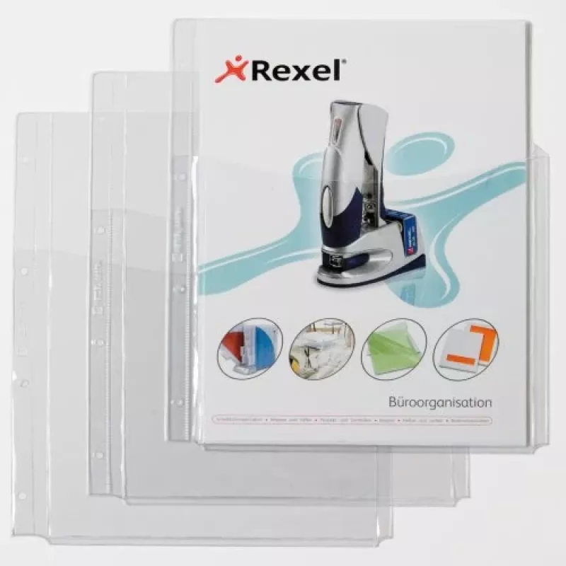 Rexel Extra Capacity Pockets with Front Sleeve, 210 x 297 mm (A4), Transparent, Polyvinyl chloride, 0.18 mm, 220 mm, 318 mm