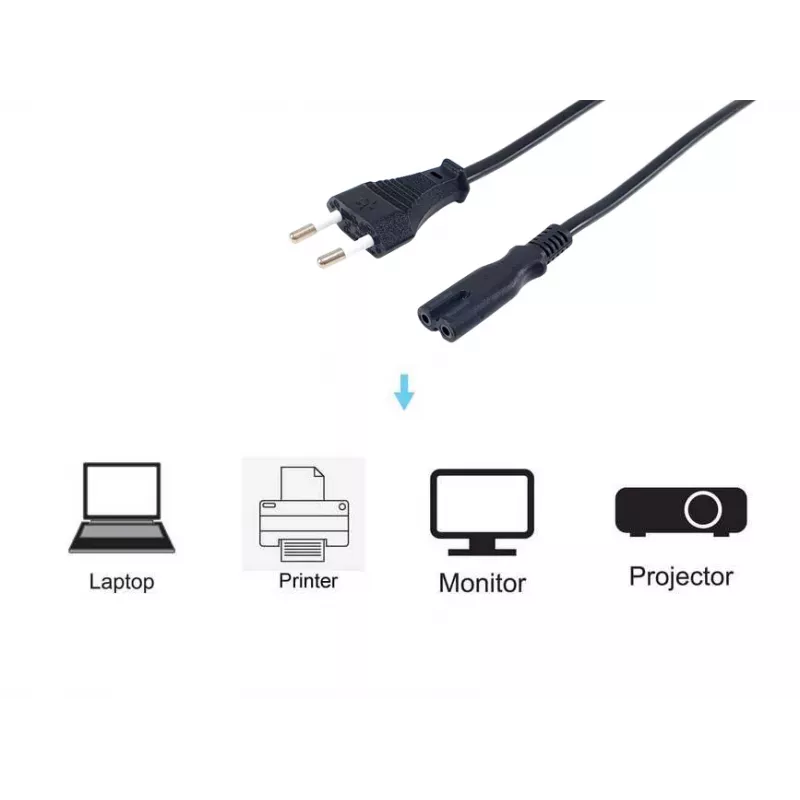 Equip High Quality Power Cord, C7 to 2pin Euro, 3.0m, 3 m, 2-pin, C7 coupler, H03VVH2-F, 250 V, 2.5 A