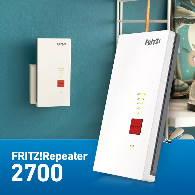 Network repeater FRITZ Repeater 2700 Wi‑Fi 7 dual‑band 125 Mbit/s, 2.5 Gigabit Ethernet, white