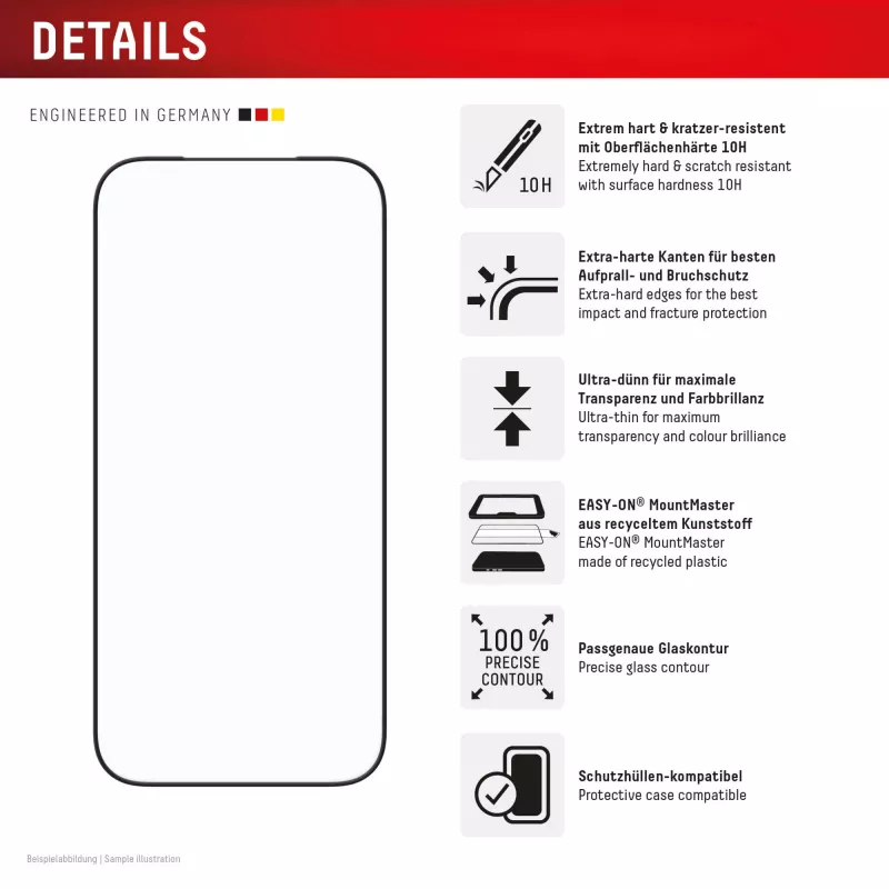 Displex Premium Screen Protector (Full Cover, 10H) for Apple iPhone 17, Full Cover