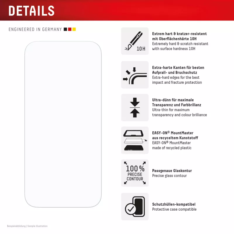 Screen Protector + Case e.v.i. for Apple iPhone 17 Pro – Tempered Glass, Transparent, Scratch- and Impact-Resistant
