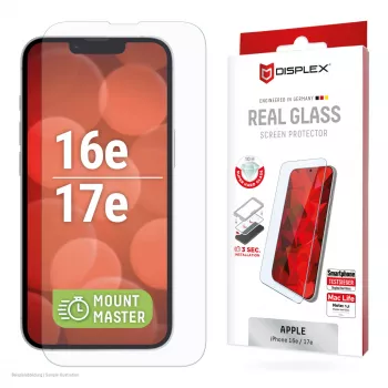 Tempered Glass Screen Protector e.v.i. Displex (10H) for Apple iPhone 16e/17e — scratch, dirt and impact resistant, transparent