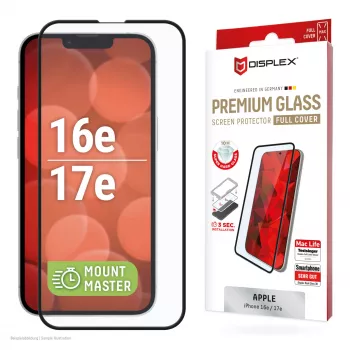 Tempered Glass Screen Protector e.v.i. Displex Premium (Full Cover, 10H) for Apple iPhone 16e/17e