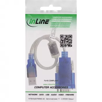 InLine 33304X USB to Serial Adapter Cable with Ferrite, USB-A to 9-pin Sub-D Male