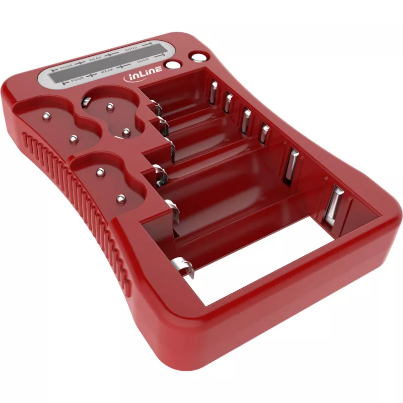 InLine 01285R Battery Tester with LCD Display