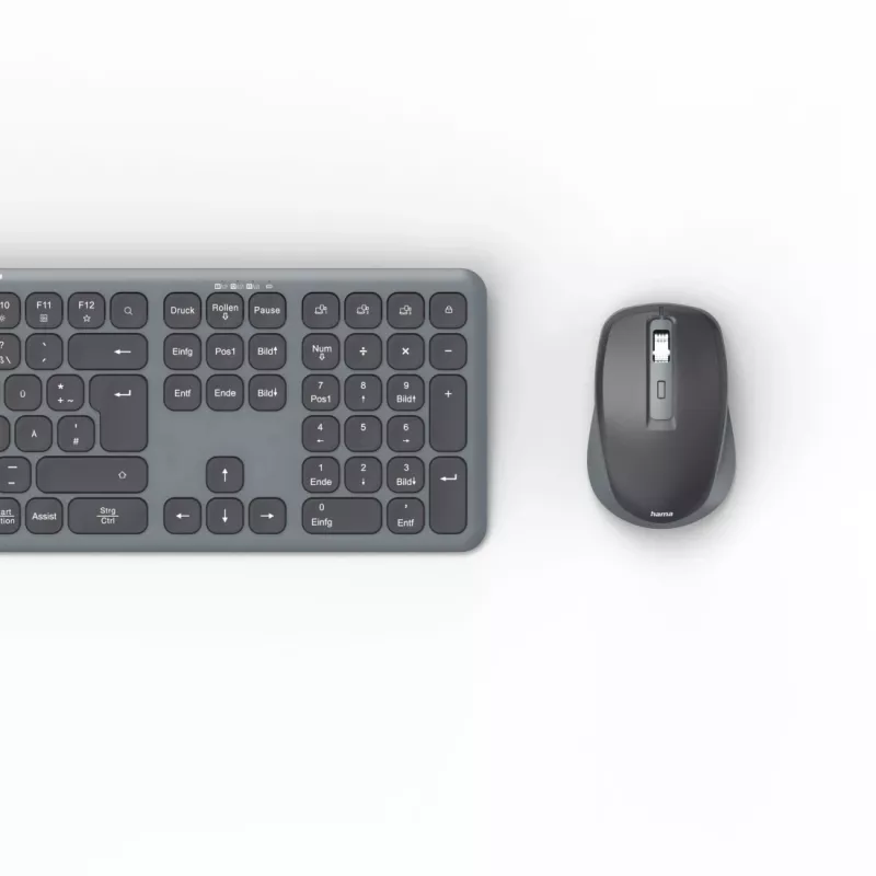 Hama WKM-550 keyboard Mouse included Home/Office RF Wireless + Bluetooth QWERTZ German Black