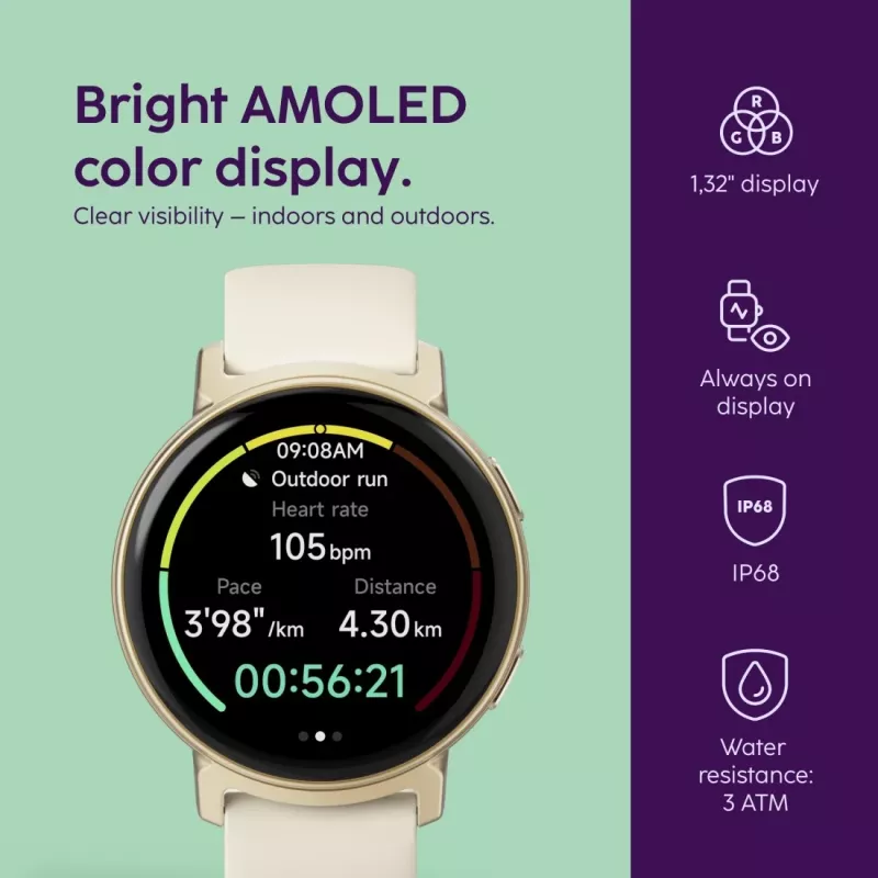 Hama Arion 3.35 cm (1.32 inch) AMOLED 43 mm Digital 466 x 466 pixels Touchscreen Gold GPS (satellite)