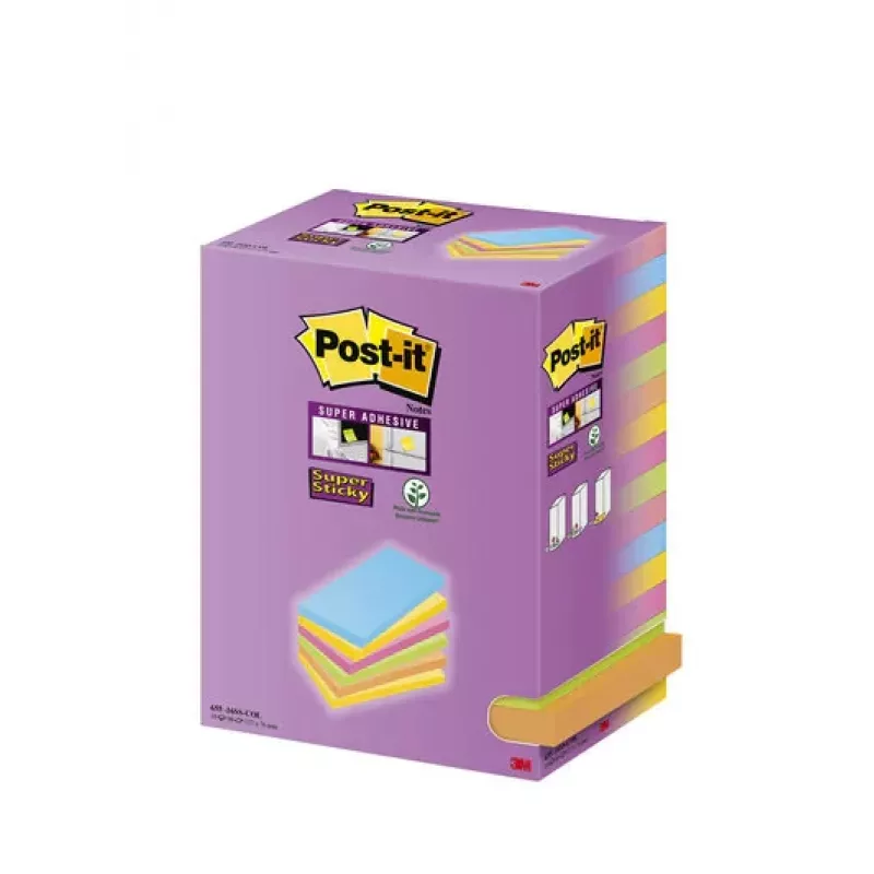 3M 655-16SS-COL note paper Rectangle Blue, Green, Orange, Pink, Yellow 90 sheets Self-adhesive