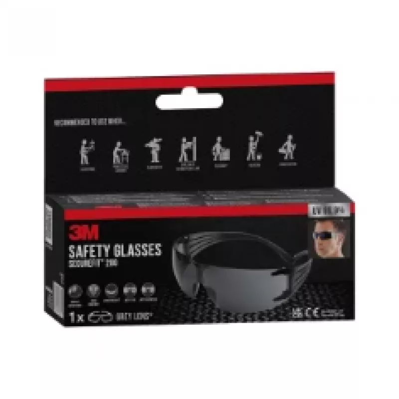 3M SecureFit Schutzbrille 200, graues Glas Safety glasses Polycarbonate (PC) Grey