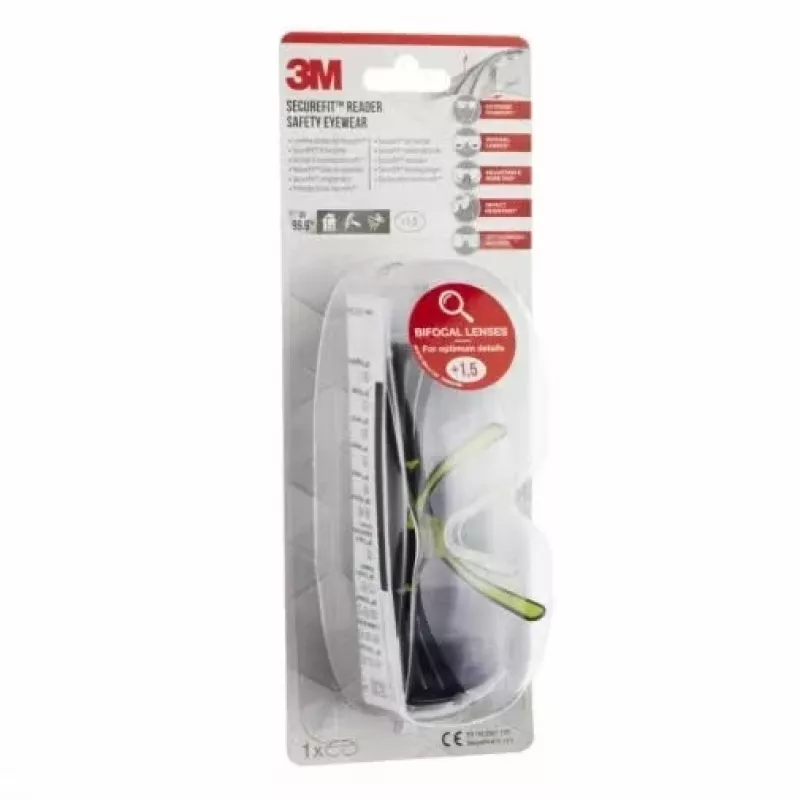 3M SF415C1 Safety glasses Polycarbonate (PC) Black, Yellow