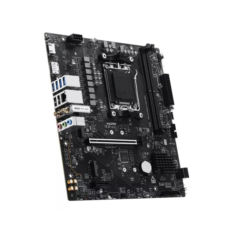 Motherboard MSI Pro A620AM-G EVO WIFI — AMD A620A chipset, Socket AM5, micro ATX, DDR5, 2 memory slots, Wi‑Fi 6E, 2.5Gb Ethernet