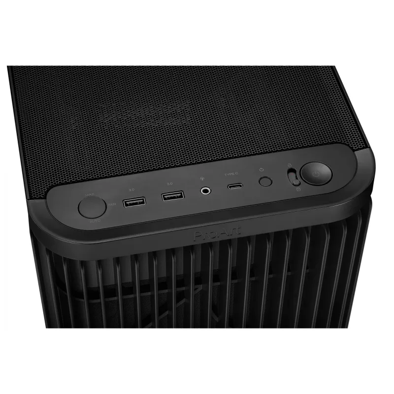 PC Case ASUS ProArt PA401 Mesh Panel Black, ATX, 2x160mm front, 1x120mm rear, 2x3.5 inch + 2x2.5 inch, USB 3.2 Gen1