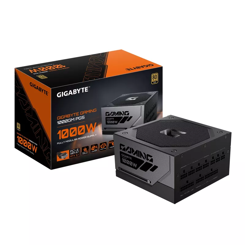 GIGABYTE GAMING 1000GM PG5 Power Supply Unit - PCIe 5.1, 80 PLUS Gold, Fully Modular Design, 135mm Fan, ATX 3.1 compatible, EU Plug