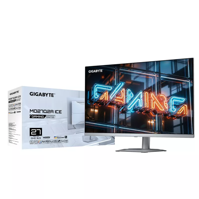 GIGABYTE MO27Q2A ICE 27 inch QD‑OLED Gaming Monitor — 2560×1440, 280Hz, 0.03ms, 250 cd/m², HDMI 2.1, DisplayPort 1.4