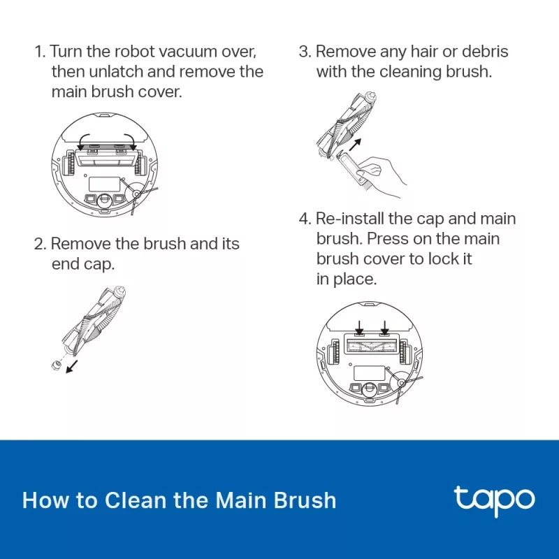 Accessory kit for TP-Link Tapo RVA100 robot vacuum — 2 washable HEPA filters, main brush, 2 side brushes (black/white)