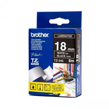 Brother TZ-345 label-making tape White on black