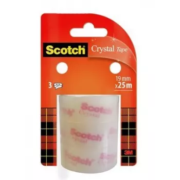 Adhesive Tape 3M Scotch Crystal Clear 600, 19 mm x 25 m, Transparent (3 rolls)