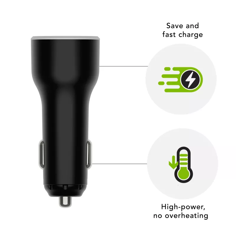 Car Charger USB-C 65W by d bramante re-charge — 12–24V cigar lighter, 1× USB-C, Black