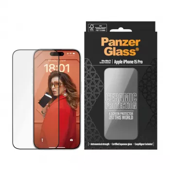 PanzerGlass ® Ceramic Screen Protector iPhone 15 Pro | Ultra-Wide Fit w. EasyAligner