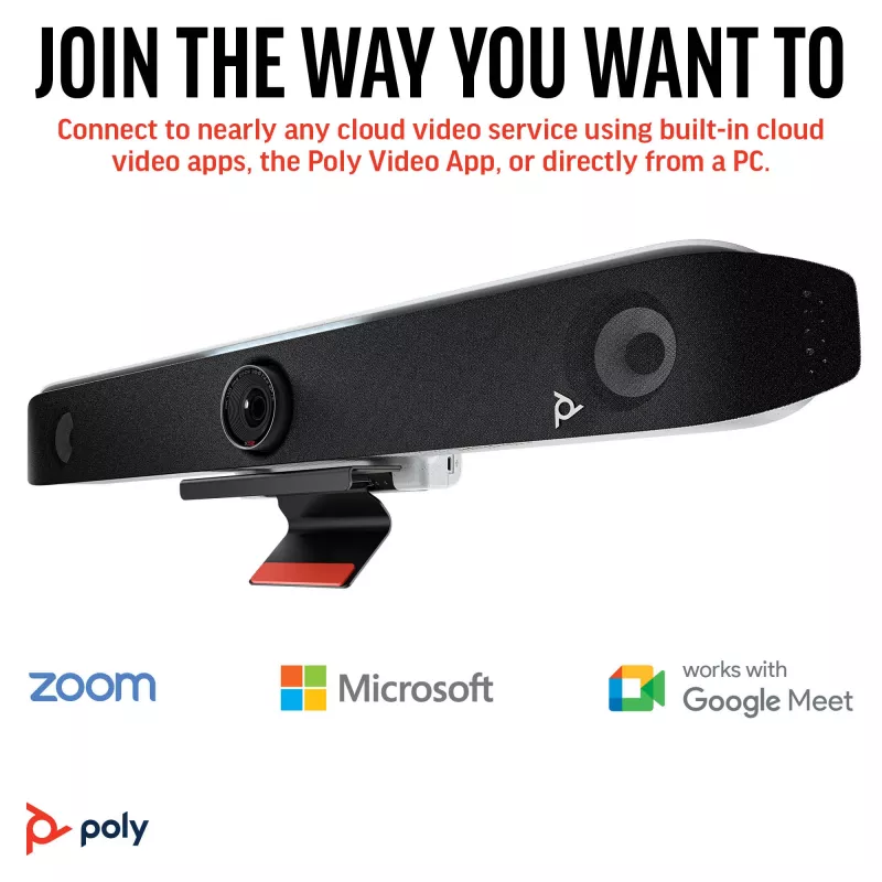 HP Poly Studio X52 All-In-One Video Bar, Group video conferencing system, 4K Ultra HD, 30 fps, 95°, 5x, Android