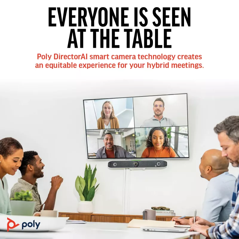 HP Poly Studio X52 All-In-One Video Bar, Group video conferencing system, 4K Ultra HD, 30 fps, 95°, 5x, Android