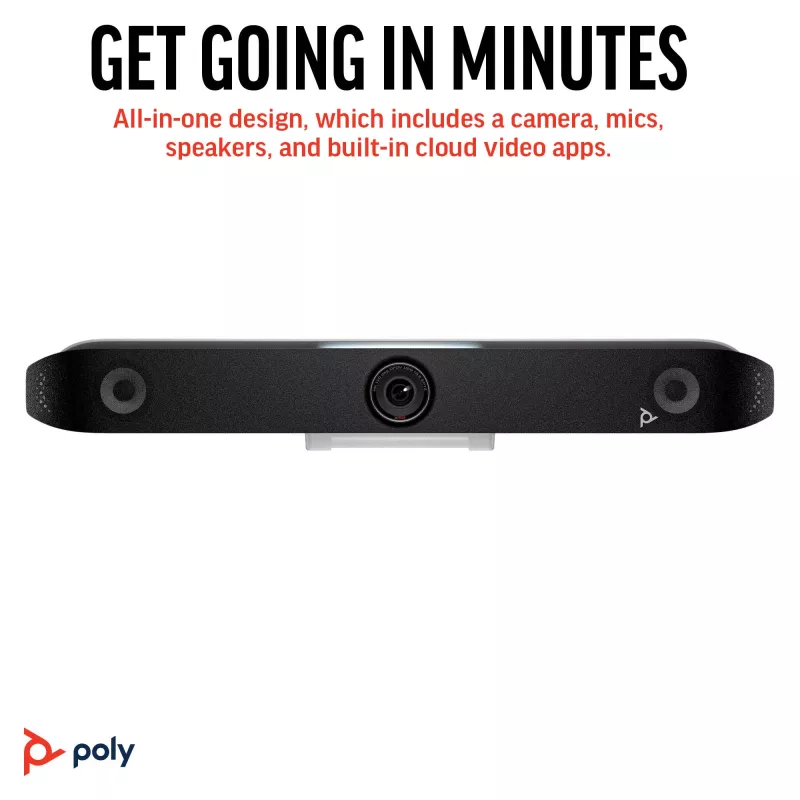 HP Poly Studio X52 All-In-One Video Bar, Group video conferencing system, 4K Ultra HD, 30 fps, 95°, 5x, Android