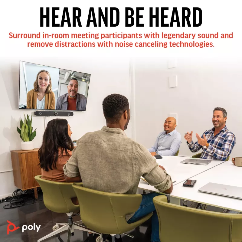 HP Poly Studio X52 All-In-One Video Bar, Group video conferencing system, 4K Ultra HD, 30 fps, 95°, 5x, Android