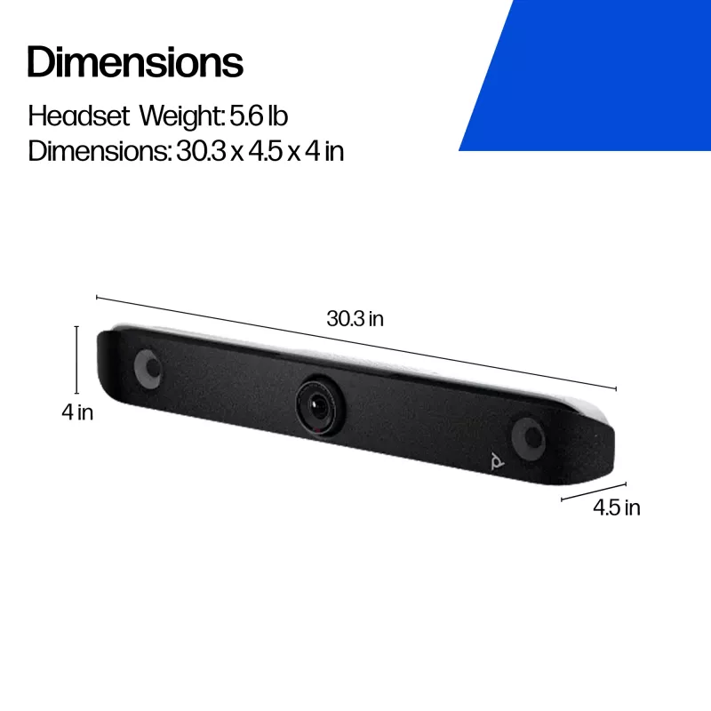 HP Poly Studio X52 All-In-One Video Bar, Group video conferencing system, 4K Ultra HD, 30 fps, 95°, 5x, Android