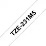 Label tape Brother TZE-231M5 Black on white 1.2 cm x 8 m