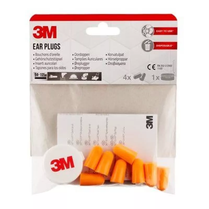Reusable ear plug 3M 1100C4, orange, wired, pack of 4
