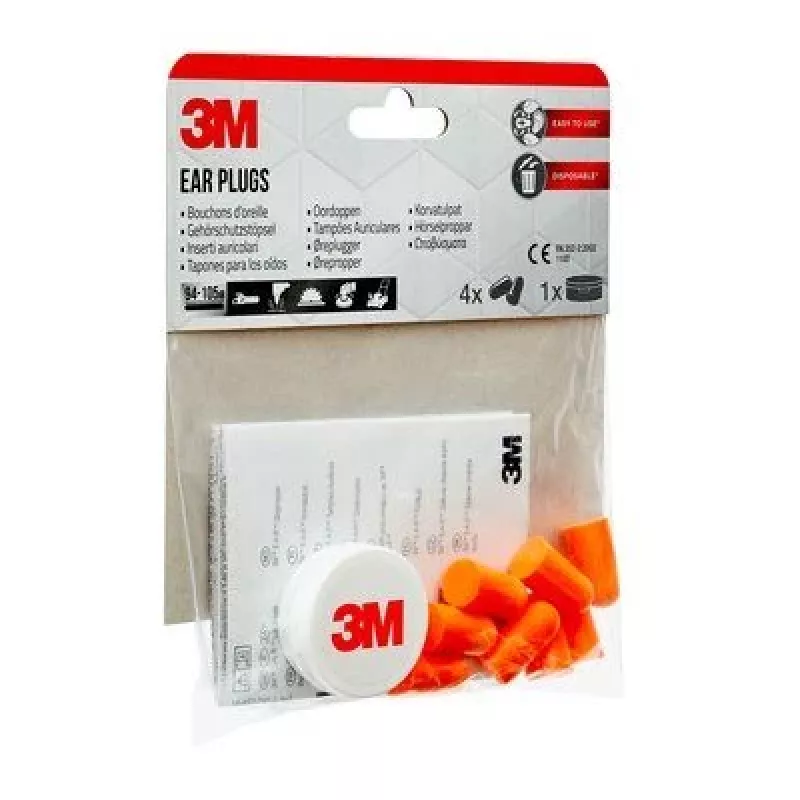Reusable ear plug 3M 1100C4, orange, wired, pack of 4