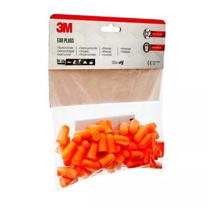 Reusable ear plug 3M 1100C30 Orange, wired design, pack of 30