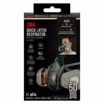 Half facepiece air-purifying respirator 3M 6502QLPRO — half-face, blue/grey, quick-connect